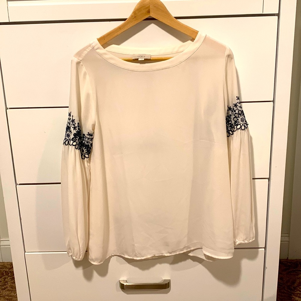 Loft white and blue blouse